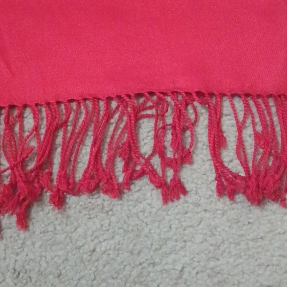 Collection18 Viscose Bright Red Scarf Shawl With Fringe